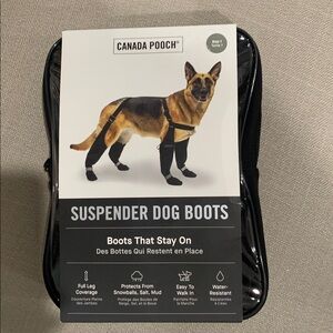 Canada Pooch Black Suspender Dog Boots size 1 (New)